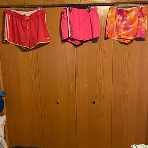 Adidas Pink and Yellow Athletic Shorts